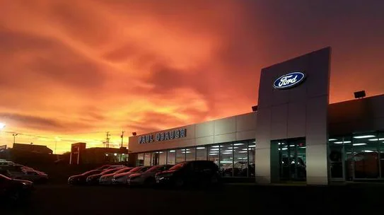 obaugh ford dealership outside at sunset